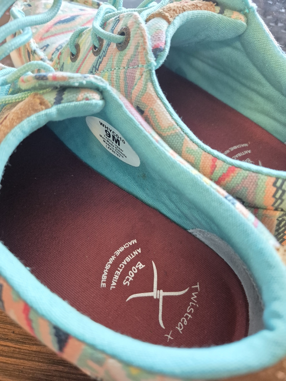Twisted X Hooey Womens 9M Turquoise Tribal Canvas Sneakers - Picture 4 of 7